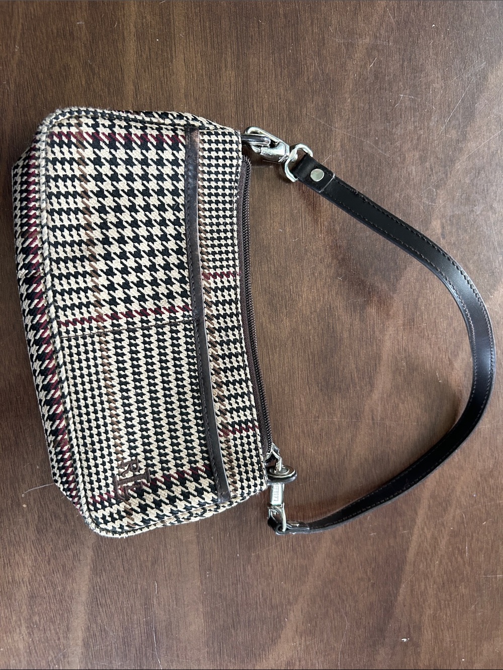 Ralph Lauren Houndstooth Wristlet in Black, Cream & Red